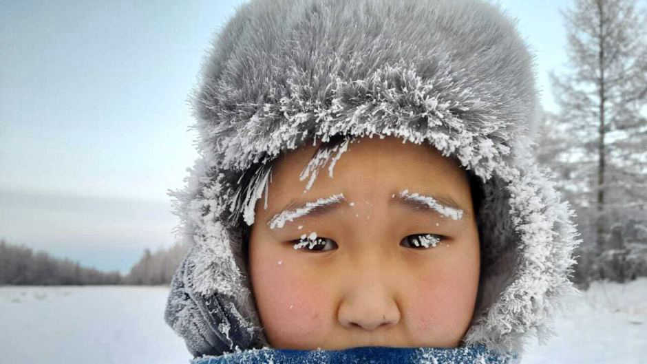 16 Dec 2020. The freezing weather of Verkhoyansk in remote Siberia.Anna Sleptsova’s grandson Arsen in the freezing weather of Verkhoyansk